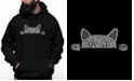 LA Pop Art Men's Peeking Cat Word Art Hooded Sweatshirt